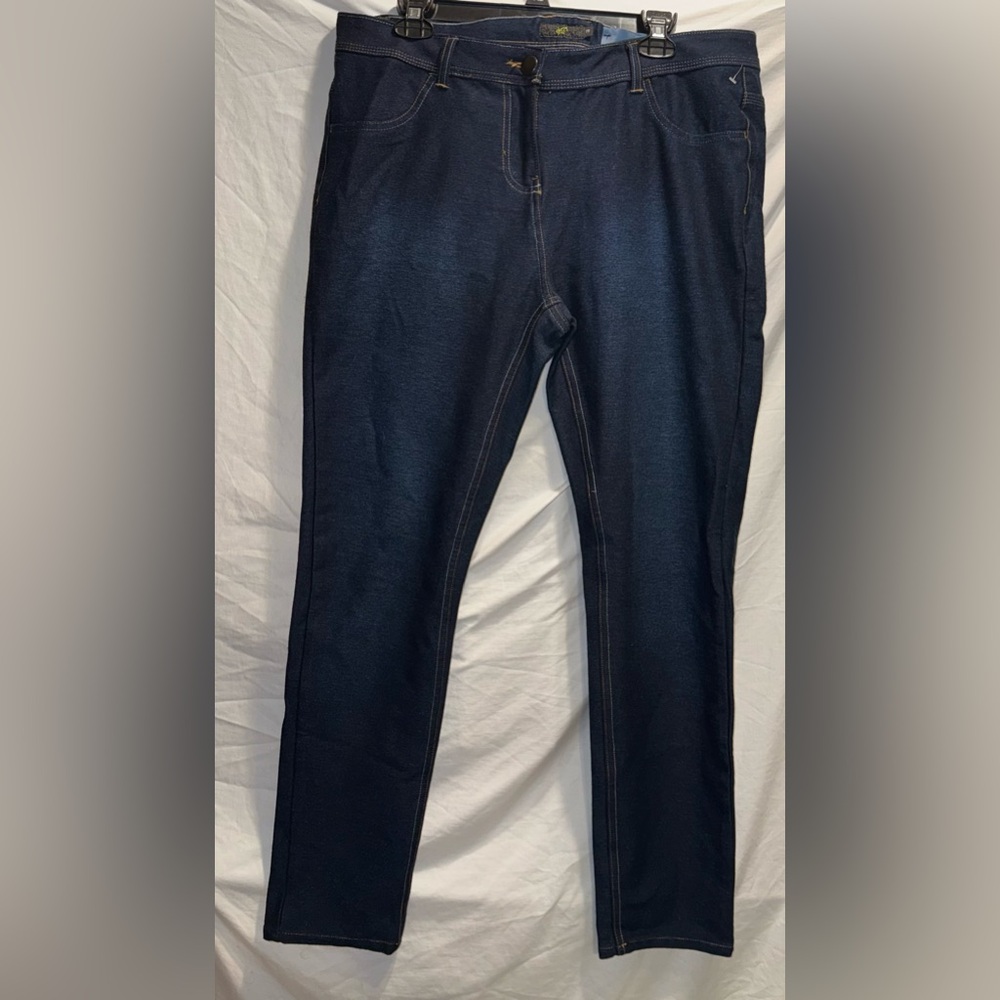Dark Blue Denim Jeans with Button Closure